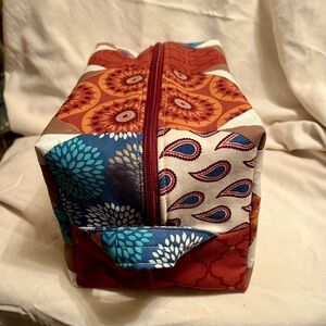 Handmade makeup boxy bag.